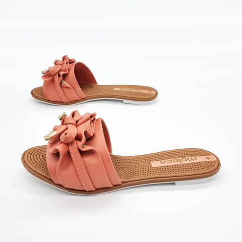 Sandália Moleca 5297-446 Sem Cadarço (Slip-on) com Babado Papaya