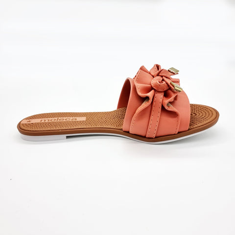 Sandália Moleca 5297-446 Sem Cadarço (Slip-on) com Babado Papaya