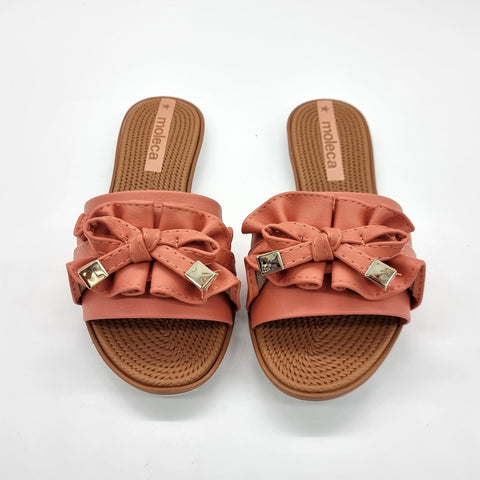 Sandália Moleca 5297-446 Sem Cadarço (Slip-on) com Babado Papaya
