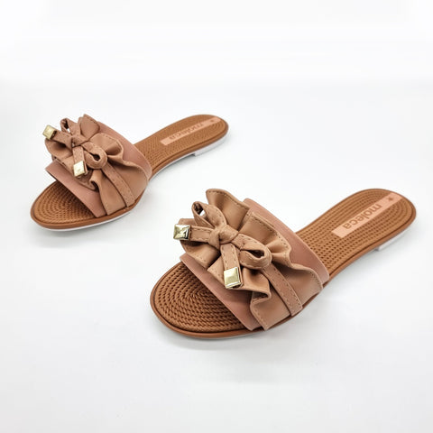 Sandália Moleca 5297-446 Sem Cadarço (Slip-on) com Babado Nude