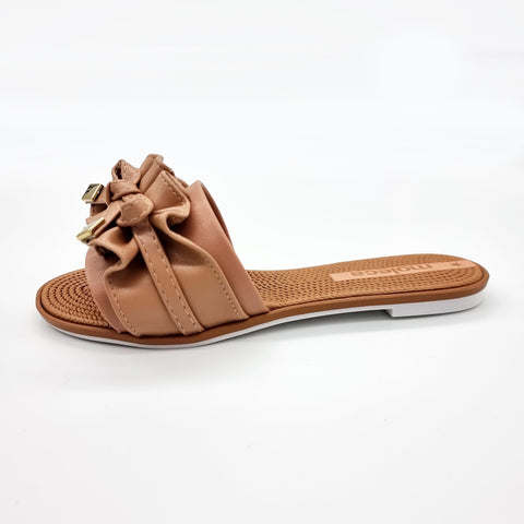 Sandália Moleca 5297-446 Sem Cadarço (Slip-on) com Babado Nude
