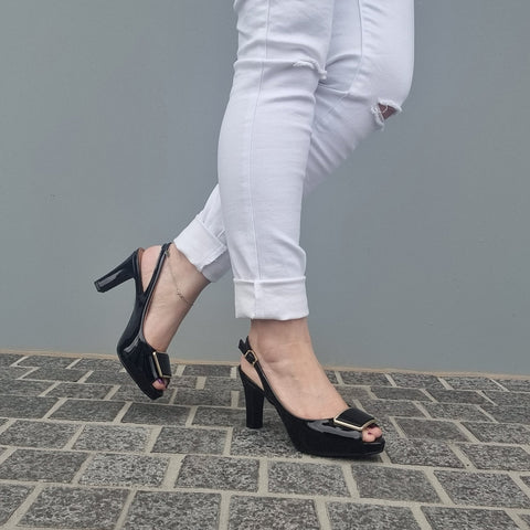 Scarpin Vizzano 1840-321 Slingback Preto Verniz