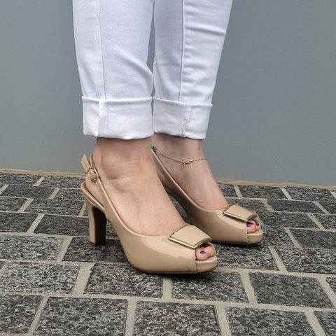 Scarpin Vizzano 1840-321 Slingback Bege Verniz