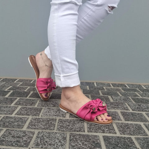 Sandália Moleca 5297-446 Sem Cadarço (Slip-on) com Babado Rosa