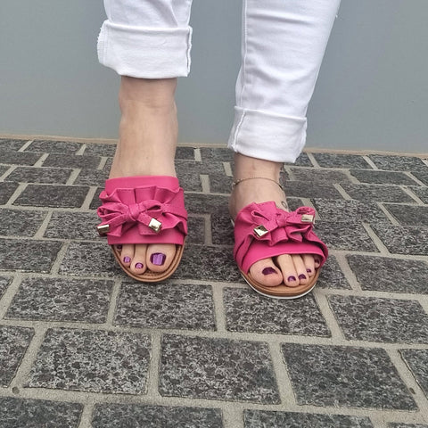 Sandália Moleca 5297-446 Sem Cadarço (Slip-on) com Babado Rosa