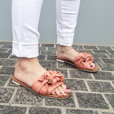 Sandália Moleca 5297-446 Sem Cadarço (Slip-on) com Babado Papaya