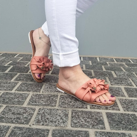 Sandália Moleca 5297-446 Sem Cadarço (Slip-on) com Babado Papaya