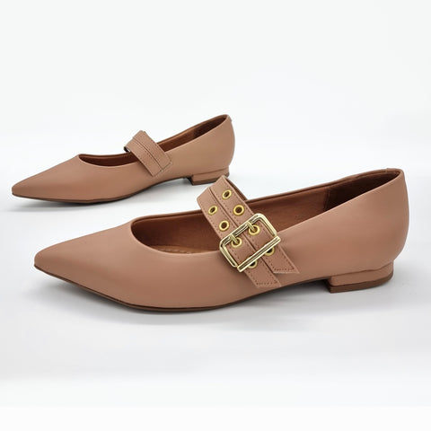 Sapatilha Vizzano 1206-295 Bico Fino Mary Jane com Tachas Nude