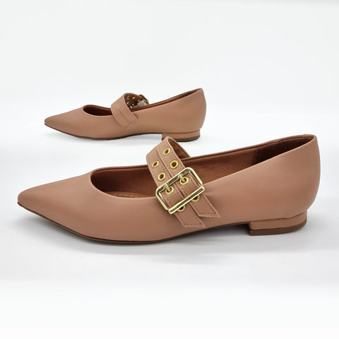 Sapatilha Vizzano 1206-295 Bico Fino Mary Jane com Tachas Nude