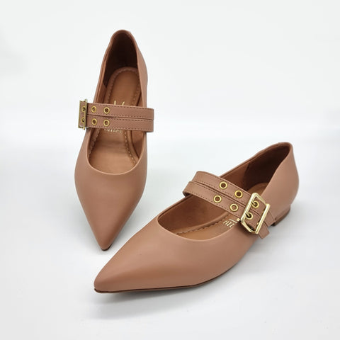 Sapatilha Vizzano 1206-295 Bico Fino Mary Jane com Tachas Nude
