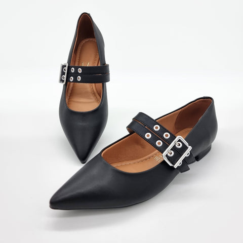 Sapatilha Vizzano 1206-295 Bico Fino Mary Jane com Tachas Preto