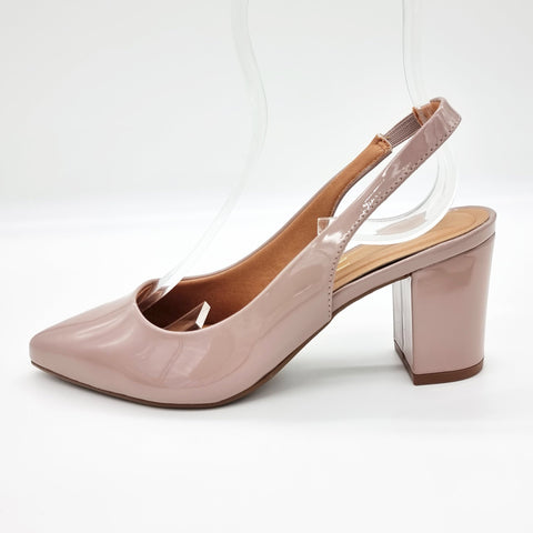 Scarpin Vizzano 1290-503 bico fino slingback Taupe Envernizado