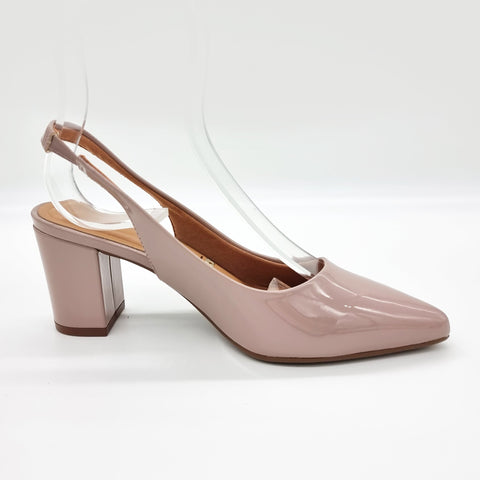 Scarpin Vizzano 1290-503 bico fino slingback Taupe Envernizado