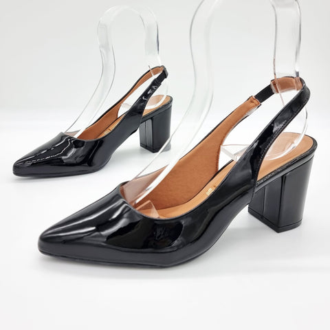 Scarpin Vizzano 1290-503 bico fino slingback Preto Envernizado