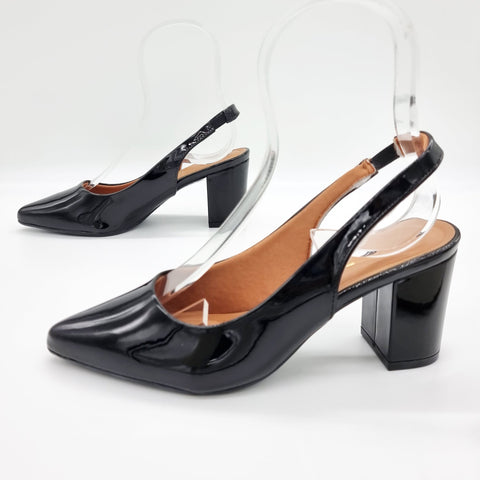 Scarpin Vizzano 1290-503 bico fino slingback Preto Envernizado