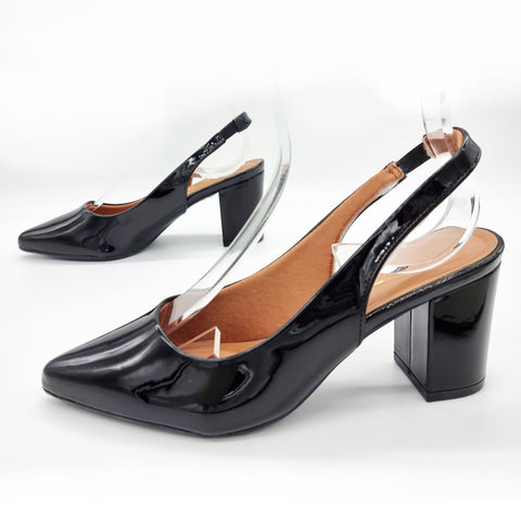 Scarpin Vizzano 1290-503 bico fino slingback Preto Envernizado