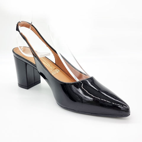 Scarpin Vizzano 1290-503 bico fino slingback Preto Envernizado
