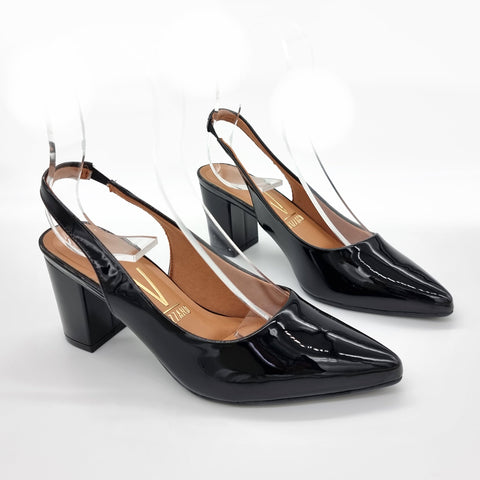 Scarpin Vizzano 1290-503 bico fino slingback Preto Envernizado
