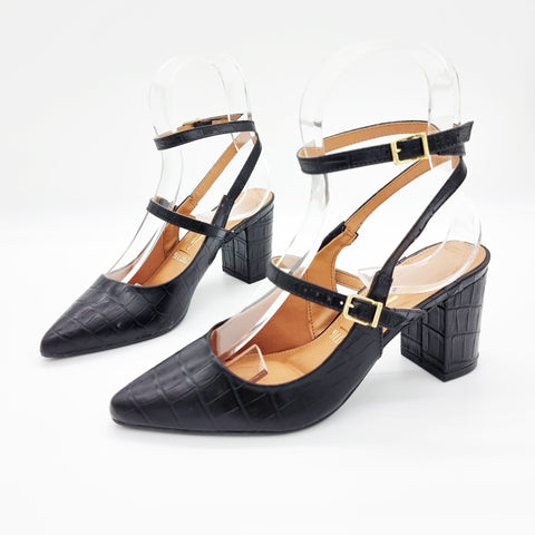 Scarpin Vizzano 1290-824 bico fino com tiras Preto