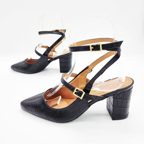 Scarpin Vizzano 1290-824 bico fino com tiras Preto