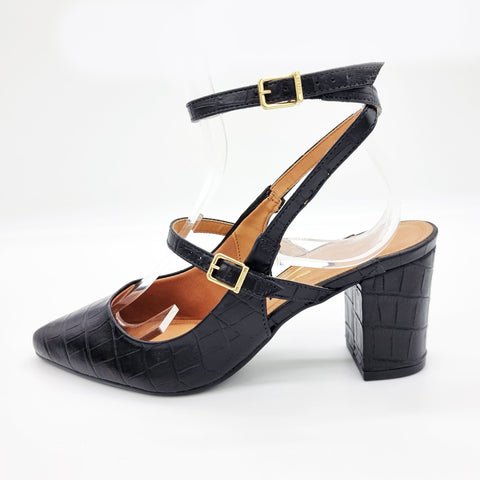 Scarpin Vizzano 1290-824 bico fino com tiras Preto