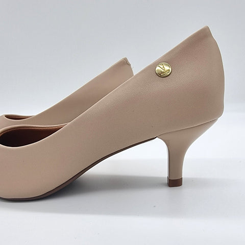 Scarpin Vizzano 1122-828 Salto Baixo Bico Fino Napa Bege