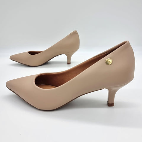 Scarpin Vizzano 1122-828 Salto Baixo Bico Fino Napa Bege