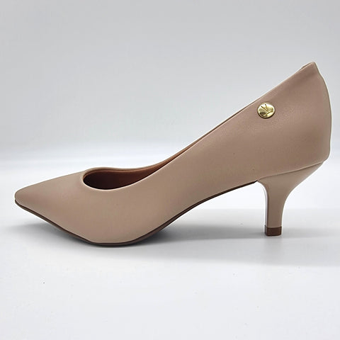 Scarpin Vizzano 1122-828 Salto Baixo Bico Fino Napa Bege