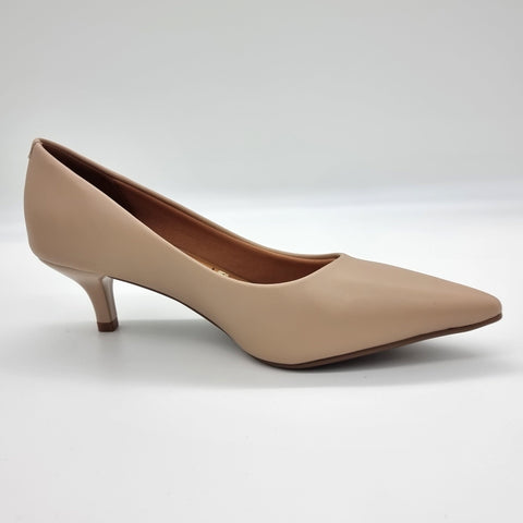 Scarpin Vizzano 1122-828 Salto Baixo Bico Fino Napa Bege