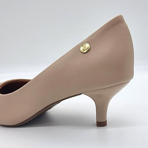 Scarpin Vizzano 1122-828 Salto Baixo Bico Fino Napa Bege