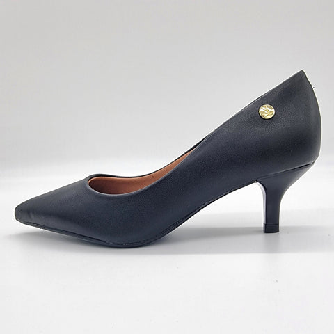 Scarpin Vizzano 1122-828 Salto Baixo Bico Fino Napa Preto