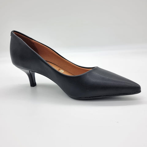 Scarpin Vizzano 1122-828 Salto Baixo Bico Fino Napa Preto