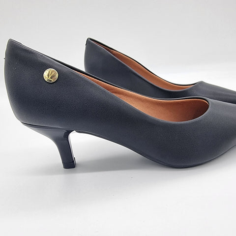 Scarpin Vizzano 1122-828 Salto Baixo Bico Fino Napa Preto