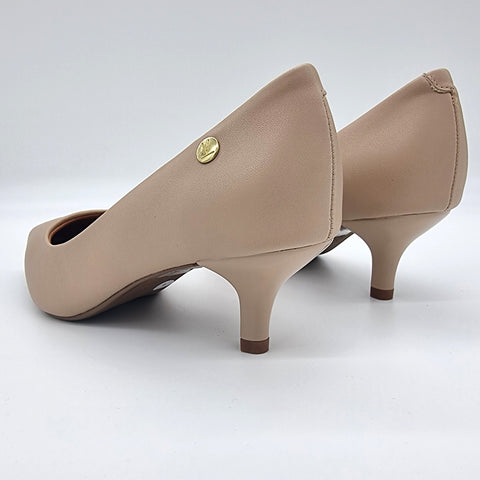 Scarpin Vizzano 1122-828 Salto Baixo Bico Fino Napa Bege
