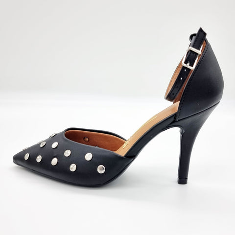 Scarpin Vizzano 1184-1192 Bico Fino com Tachas Napa Preto