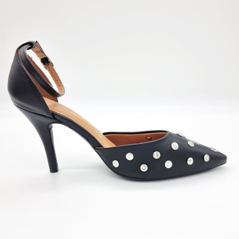 Scarpin Vizzano 1184-1192 Bico Fino com Tachas Napa Preto