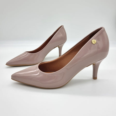 Scarpin Vizzano 1185-702 Bico Fino Taupe Verniz