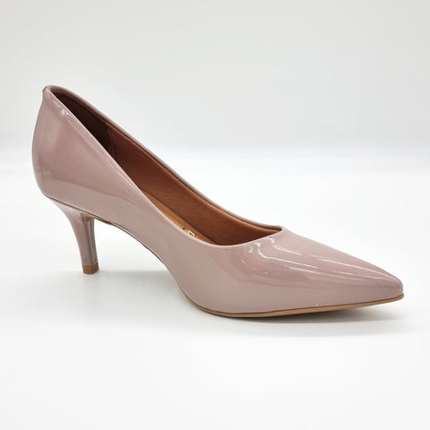 Scarpin Vizzano 1185-702 Bico Fino Taupe Verniz