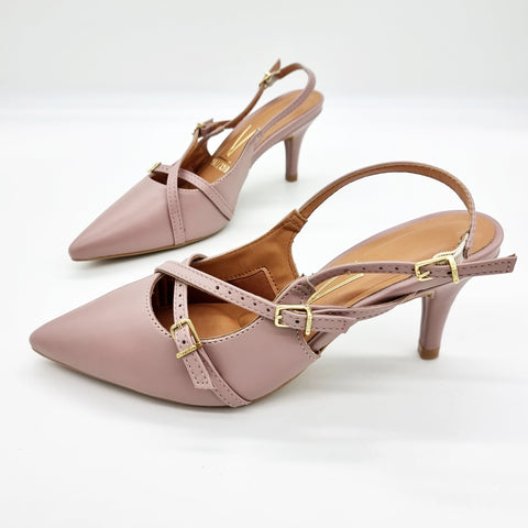 Scarpin Slingback Vizzano 1185-1124 Bico Fino de Tiras Napa Taupe