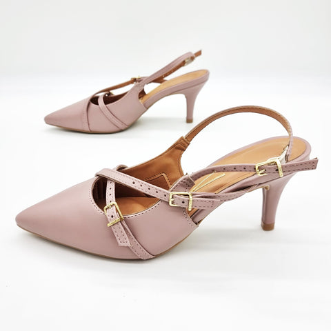 Scarpin Slingback Vizzano 1185-1124 Bico Fino de Tiras Napa Taupe
