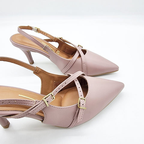 Scarpin Slingback Vizzano 1185-1124 Bico Fino de Tiras Napa Taupe