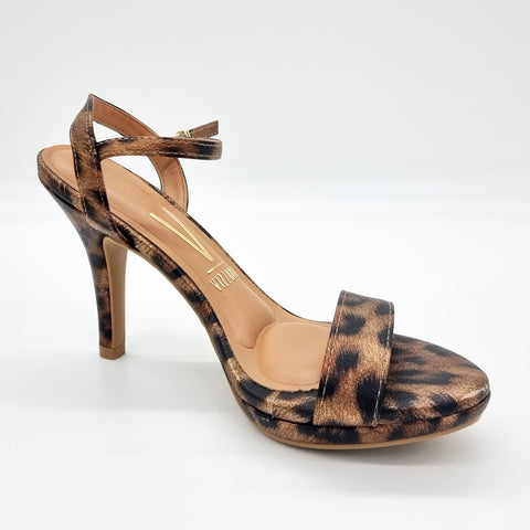 Sandália Vizzano 6210-1019 Salto Alto Bege Estampado