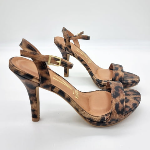 Sandália Vizzano 6210-1019 Salto Alto Bege Estampado