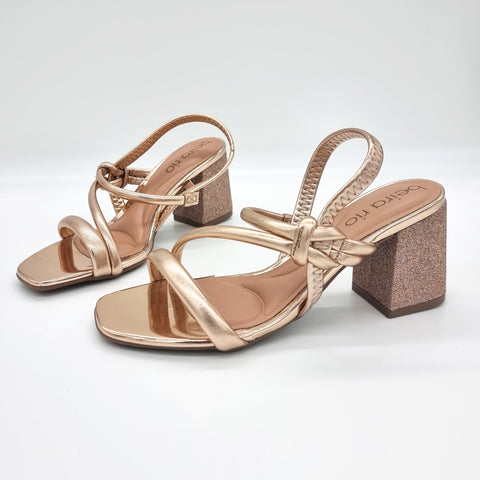 Sandália Salto Bloco Beira Rio 8436-229 Ouro Rosé