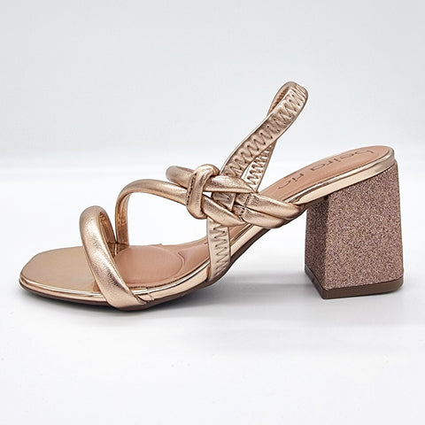 Sandália Salto Bloco Beira Rio 8436-229 Ouro Rosé