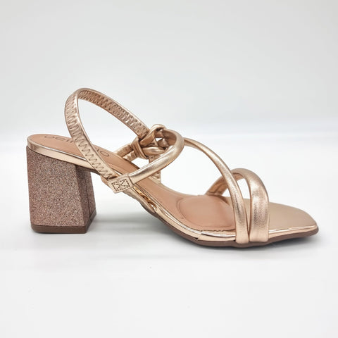 Sandália Salto Bloco Beira Rio 8436-229 Ouro Rosé