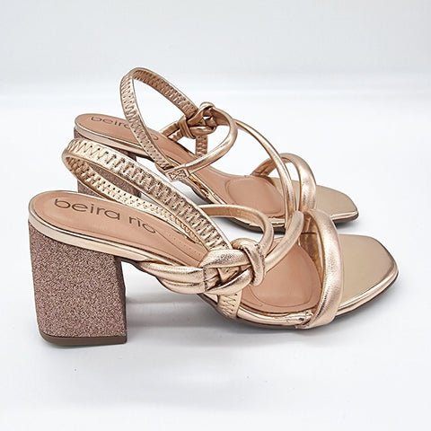 Sandália Salto Bloco Beira Rio 8436-229 Ouro Rosé