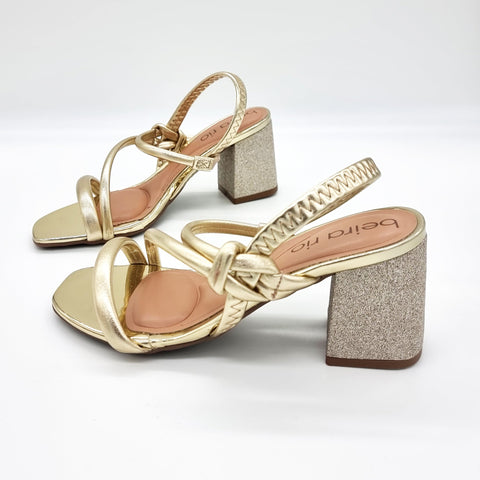 Sandália Salto Bloco Beira Rio 8436-229 Dourado