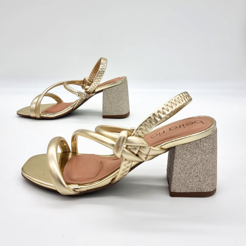 Sandália Salto Bloco Beira Rio 8436-229 Dourado