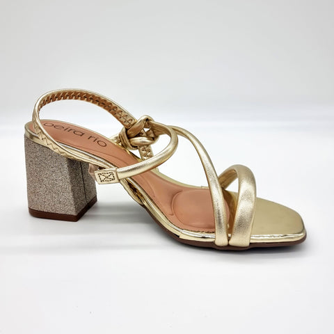 Sandália Salto Bloco Beira Rio 8436-229 Dourado